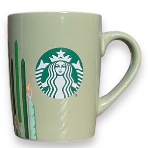 STARBUCKS 2021 Birthday Candles Green Coffee Mug 10 oz Ceramic Cup NEW